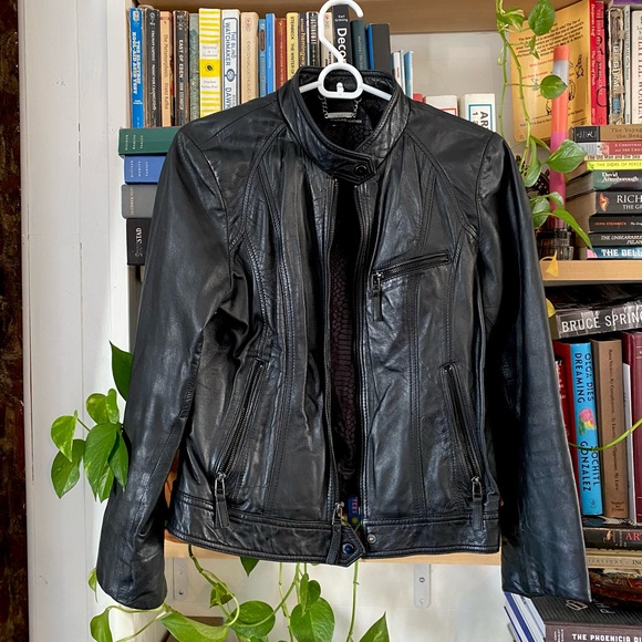Wilson Genuine Leather Cropped Moto Jacket - Picture 3 of 7